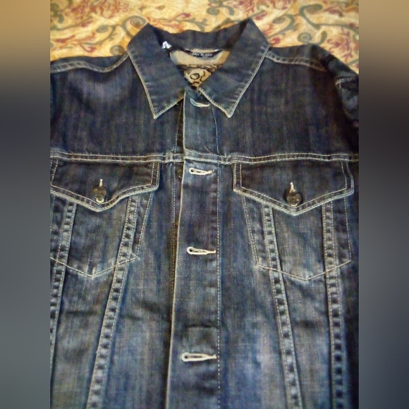 Artful Dodger (DEATH OF A CRAFTSMAN) Raw Blue Embroidered Denim Jacket Men's 2XL - Picture 2 of 16